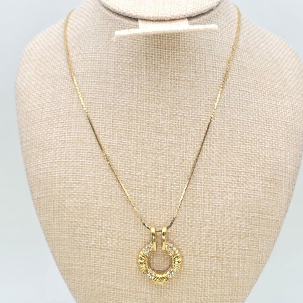 Vintage NOLAN MILLER Necklace Gold Plate‎ Crystal Accents 24" Cobra Link Chain